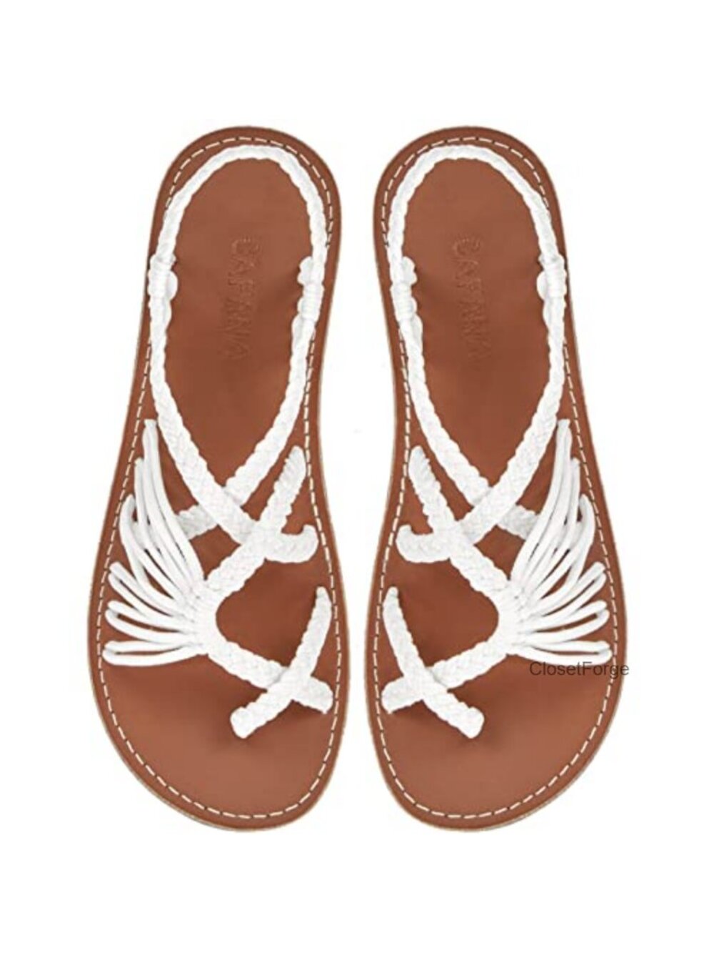 Strappy Braided Sandals for Women - Flat Boho Slide Sandals